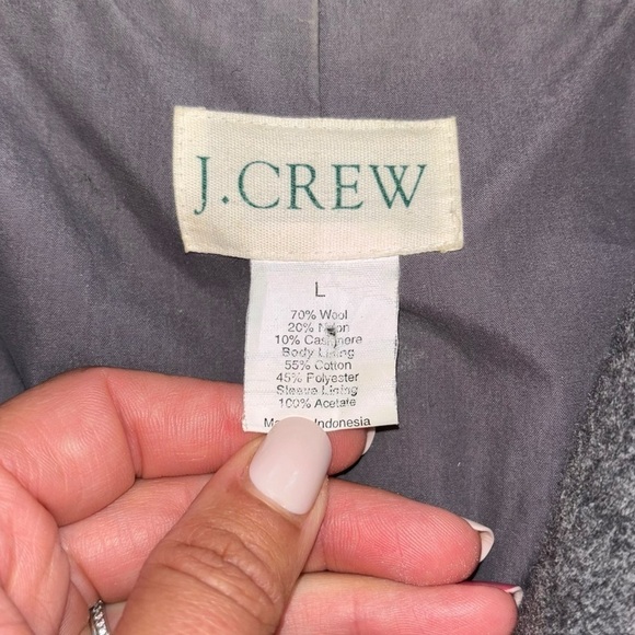 J. Crew Wool Cashmere Blend Gray Pea Coat Women’s L Classic Preppy Coastal Luxe - Picture 14 of 16